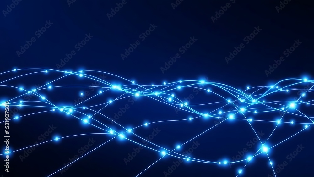 Naklejka premium High-Tech Fiber Optic Network Background - Digital Data Connection, Global Communication & Internet Technology Abstract