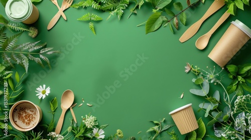 Sustainable living and eco-friendly lifestyle concept with green background design
