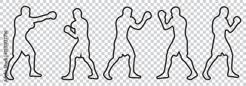 Black Silhouette Boxer in Fighting Stance Vector - Combat Sports Icon for Strength & Training EPS 10