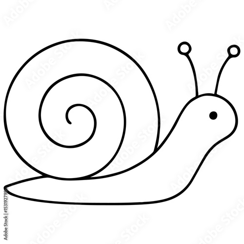 Funny cartoon snail with a cute shell on a white background