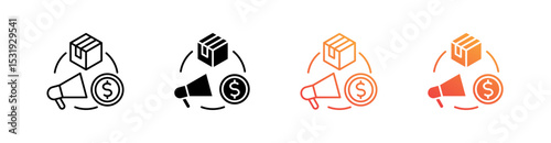 Marketing Mix Multiple Style Icon Set 