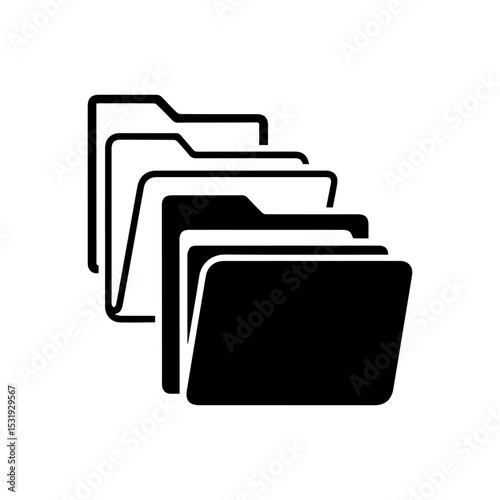 Several folders layered in a row each with a tab transitioning from outlined to filled shapes