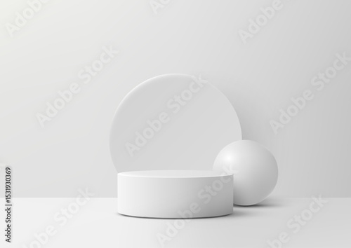 minimalist white podium display for product mockup showcase on clean modern studio background isolated space