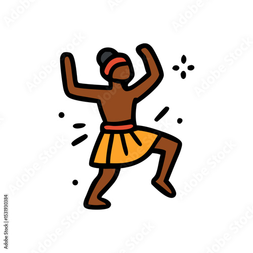 Joyful Tribal Dancer: A vibrant illustration of a person joyfully dancing in traditional attire, radiating energy and cultural pride.
