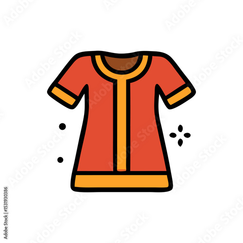 Arabic Dress Design: A vibrant illustration showcases a traditional Arabic dress, featuring bold colors and simple lines, perfect for cultural and design projects.