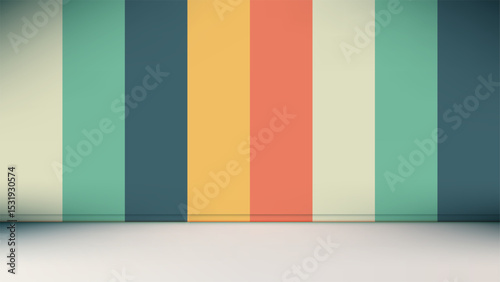 vibrant retro bold stripes background 1970s teal blue yellow coral vintage colorful pattern abstract design