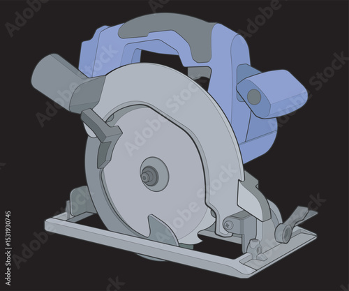 Vector Illustration of Circular Saw Power Tool – Cordless Handheld Electric Wood Cutter
