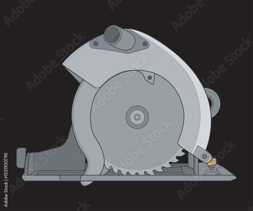 Vector Illustration of Circular Saw Power Tool – Cordless Handheld Electric Wood Cutter
