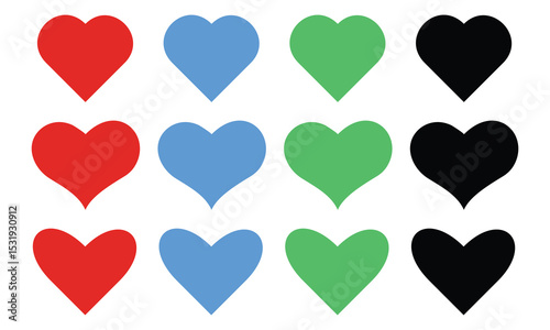 Different color heart and love set