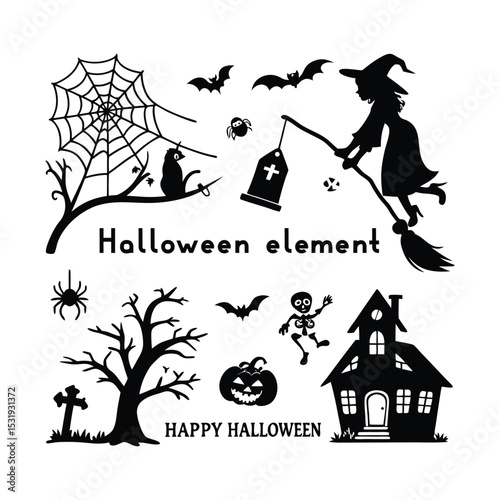 Halloween element: Black and White Silhouette Collection.