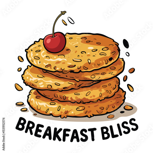 Breakfast bliss design, Delicious chocolate chip cookies topped with strawberries Vector illustration.