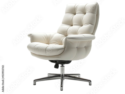 Tufted white leather armchair high resolution picture