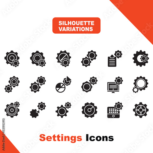 Set of Gear and Cogwheel Icons - Settings and Process Vector ,Service and Configuration Gear Icons - Versatile UI/UX Elements