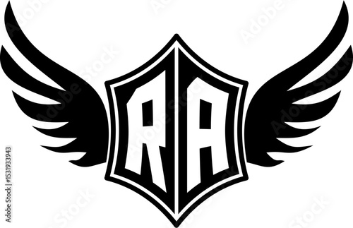 RA logo emblem with winged and shield template