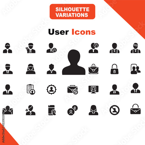 business people icons, Various Professional User Icons, Diverse User Profile Silhouettes - Corporate Team Icons