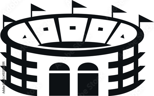 Simple black and white vector illustration of a stadium