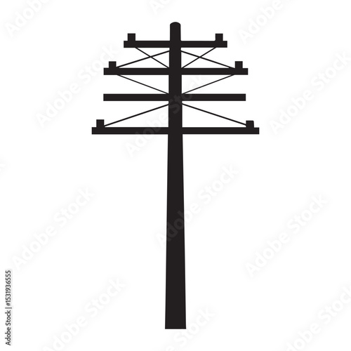 Black Silhouette Vector Illustration Of A Wooden Utility Pole Icon