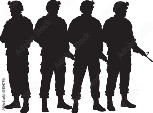 Soldier Art Silhouettes veterans Collection white color background