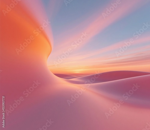 Orange and pink fluid gradient generative ai image of sunset with soft noise texture