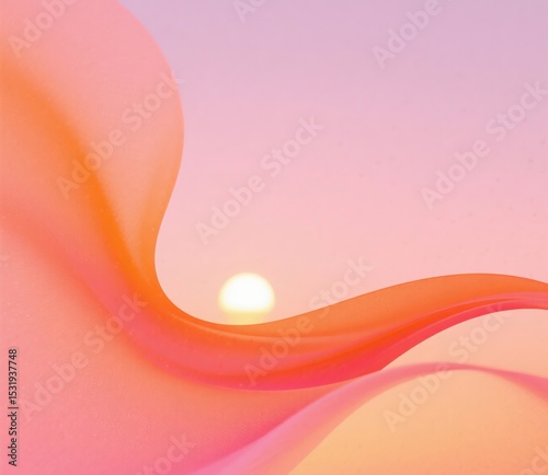 Orange and pink fluid gradient generative ai image of sunset with soft noise texture