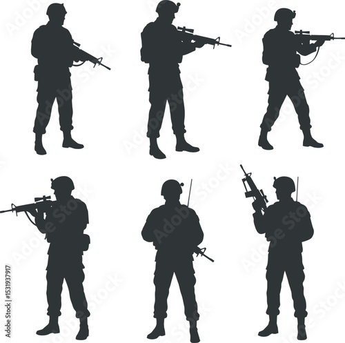 Soldier Art Silhouettes veterans Collection white color background