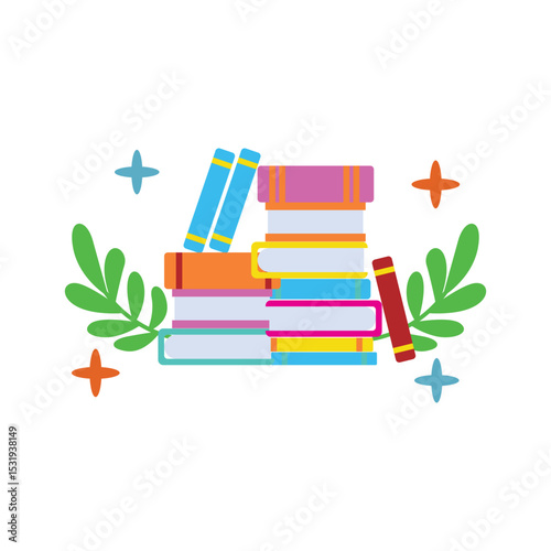 Colorful Stack of Books for Learning and Reading
