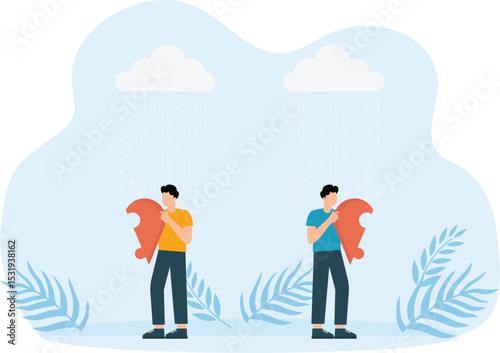 Men with Heartbreak puzzle concept
