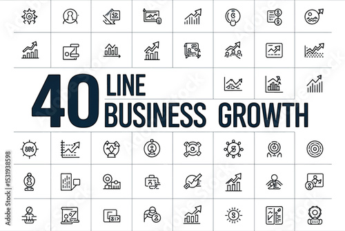 40 Business Growth Line Icons Boost Your Visuals with Modern Graphics