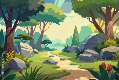 Picturesque Nature Trail. Serene Forest Landscape
