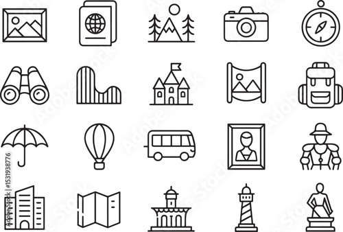 Travel Icon Set  Adventure, Exploration, and Journey Symbols for Web and App Design