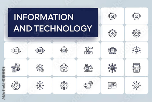 Editable Information Technology Icon Set Solid Vector Icons Collection