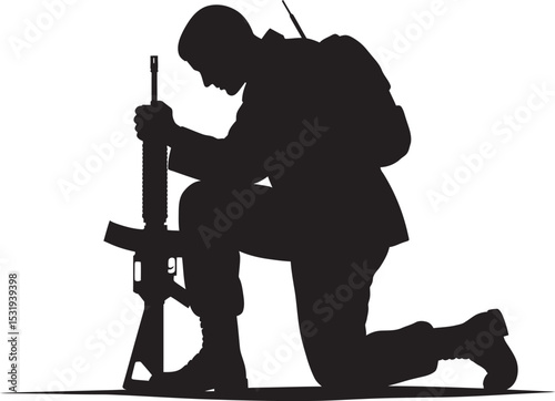 Soldier Art Silhouettes veterans Collection white color background