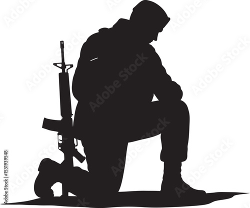 Soldier Art Silhouettes veterans Collection white color background