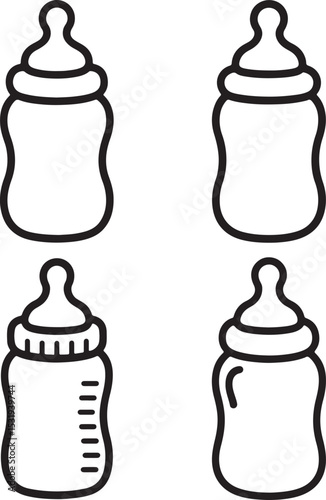 simple silhouette baby bottle line drawing with thick outline for toddler coloring book