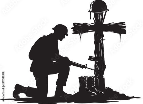 Soldier Art Silhouettes veterans Collection white color background