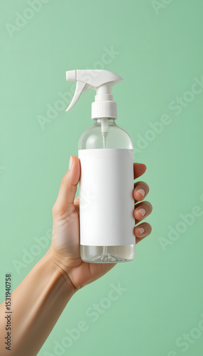 spray bottle mockup with white blank label.