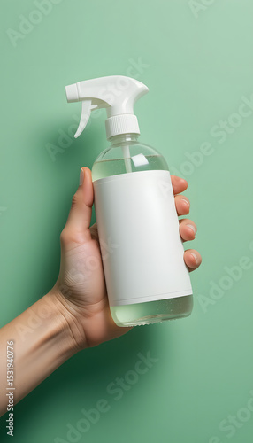 spray bottle mockup with white blank label.