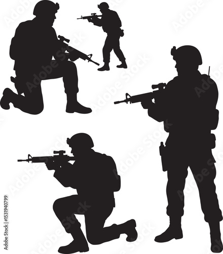 Soldier Art Silhouettes veterans Collection white color background