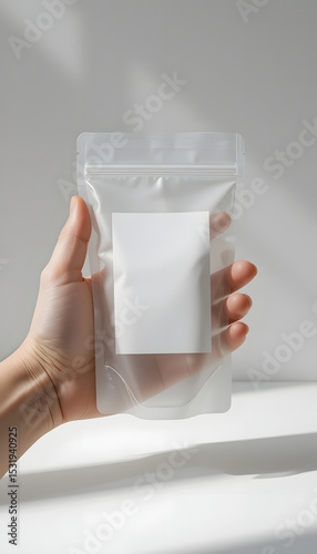 plastic pouch mockup with blank label.
