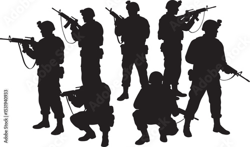 Soldier Art Silhouettes veterans Collection white color background