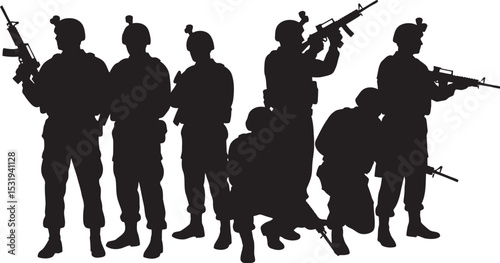 Soldier Art Silhouettes veterans Collection white color background