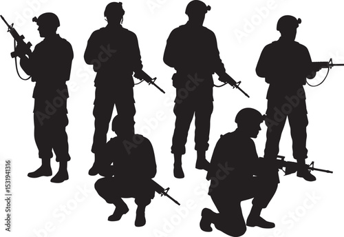 Soldier Art Silhouettes veterans Collection white color background