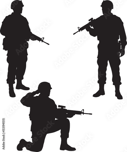 Soldier Art Silhouettes veterans Collection white color background