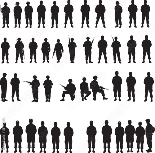 Soldier Art Silhouettes veterans Collection white color background