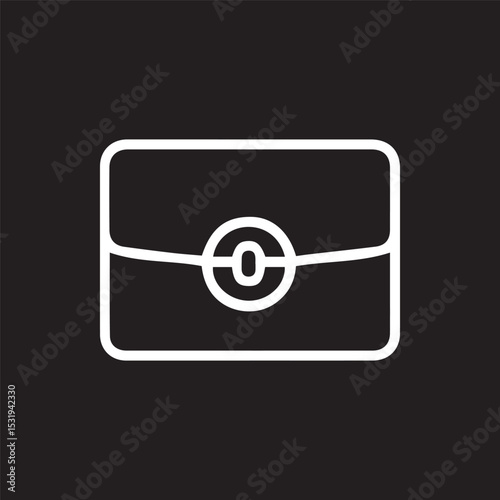 Elegant white line art of a treasure chest symbol on a black background