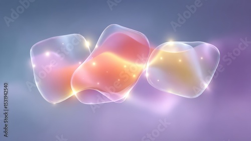 Overlapping Liquid Shapes in Soft Red Gold and Pink
