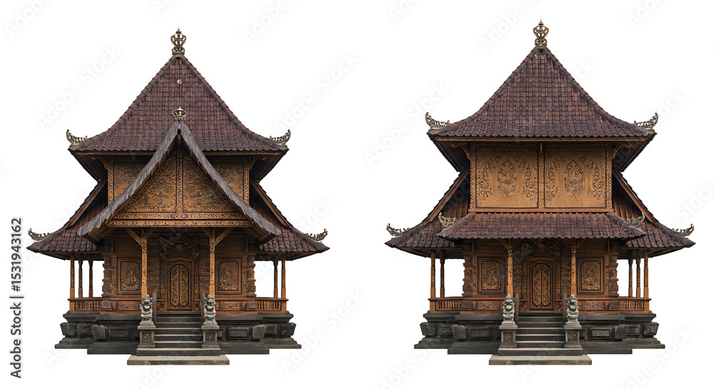 Fototapeta premium Asian wooden temple structures front view