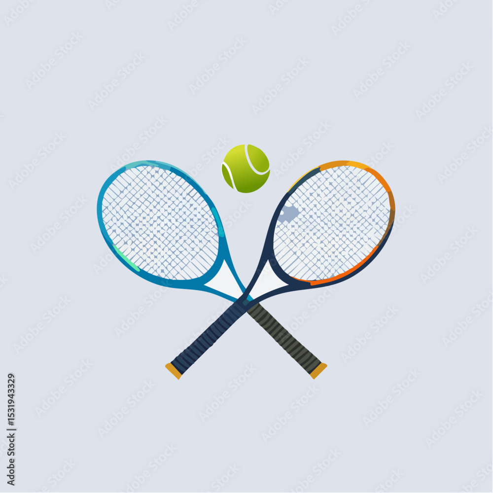Minimalist tennis racket and ball vector with dynamic lines, on a white background Minimalist tennis racket and ball vector with dynamic lines, on a white background