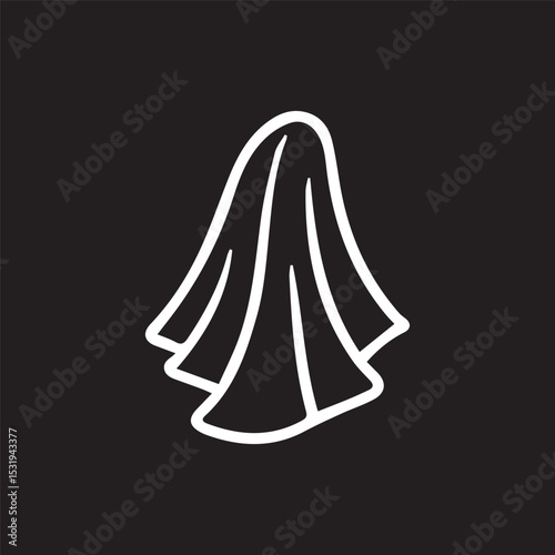 Mysterious White Sheet on Black Background Ethereal and Minimalist
