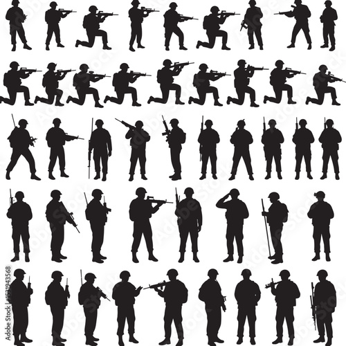 Soldier Art Silhouettes veterans Collection white color background
